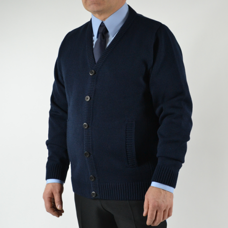 SWETER ZAPINANY NA GUZIKI GRANATOWY