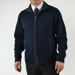 SWETER ZAPINANY NA ZAMEK GRANATOWY